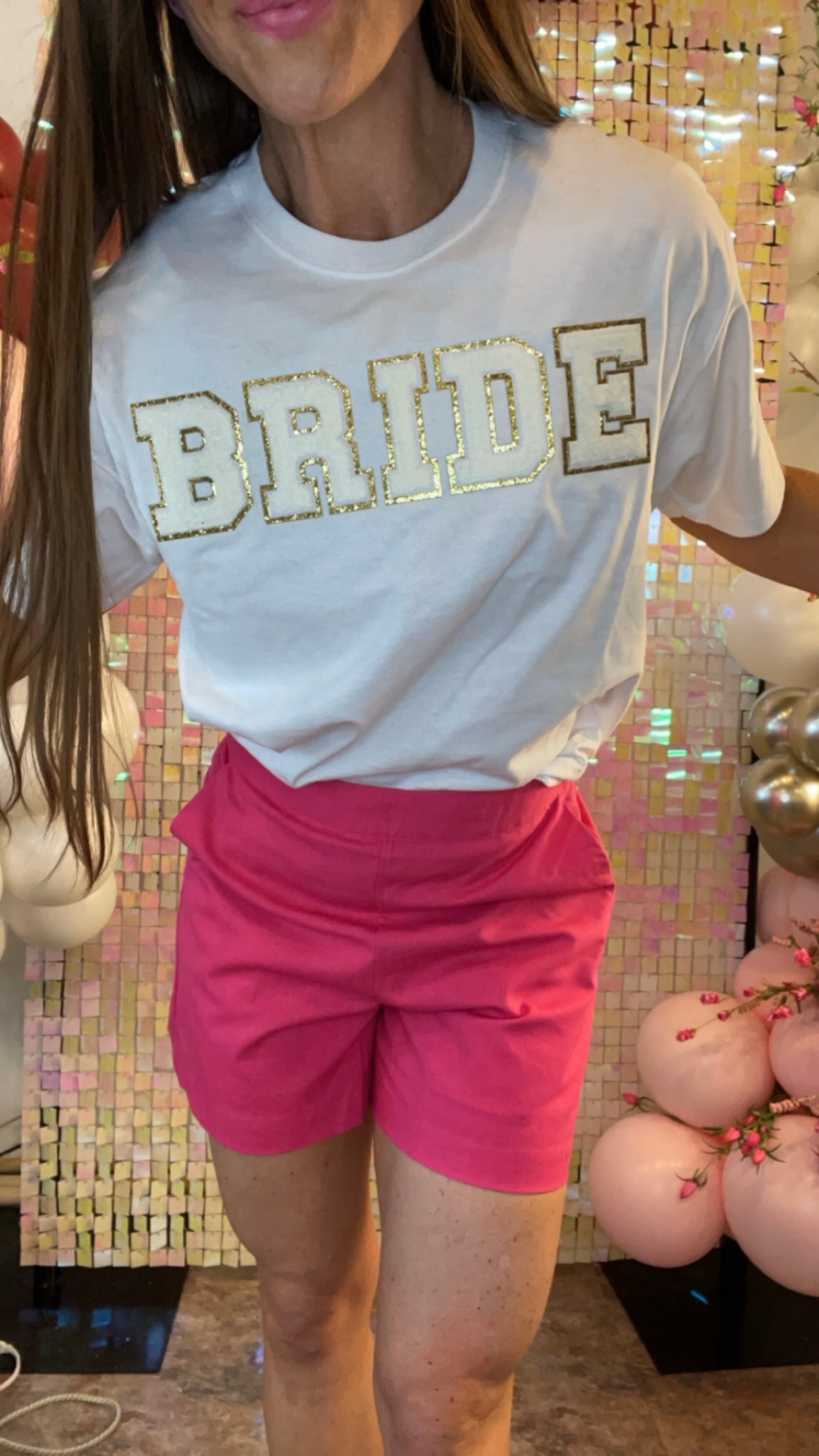 Bride Gold Glitter Towel Lettering Top