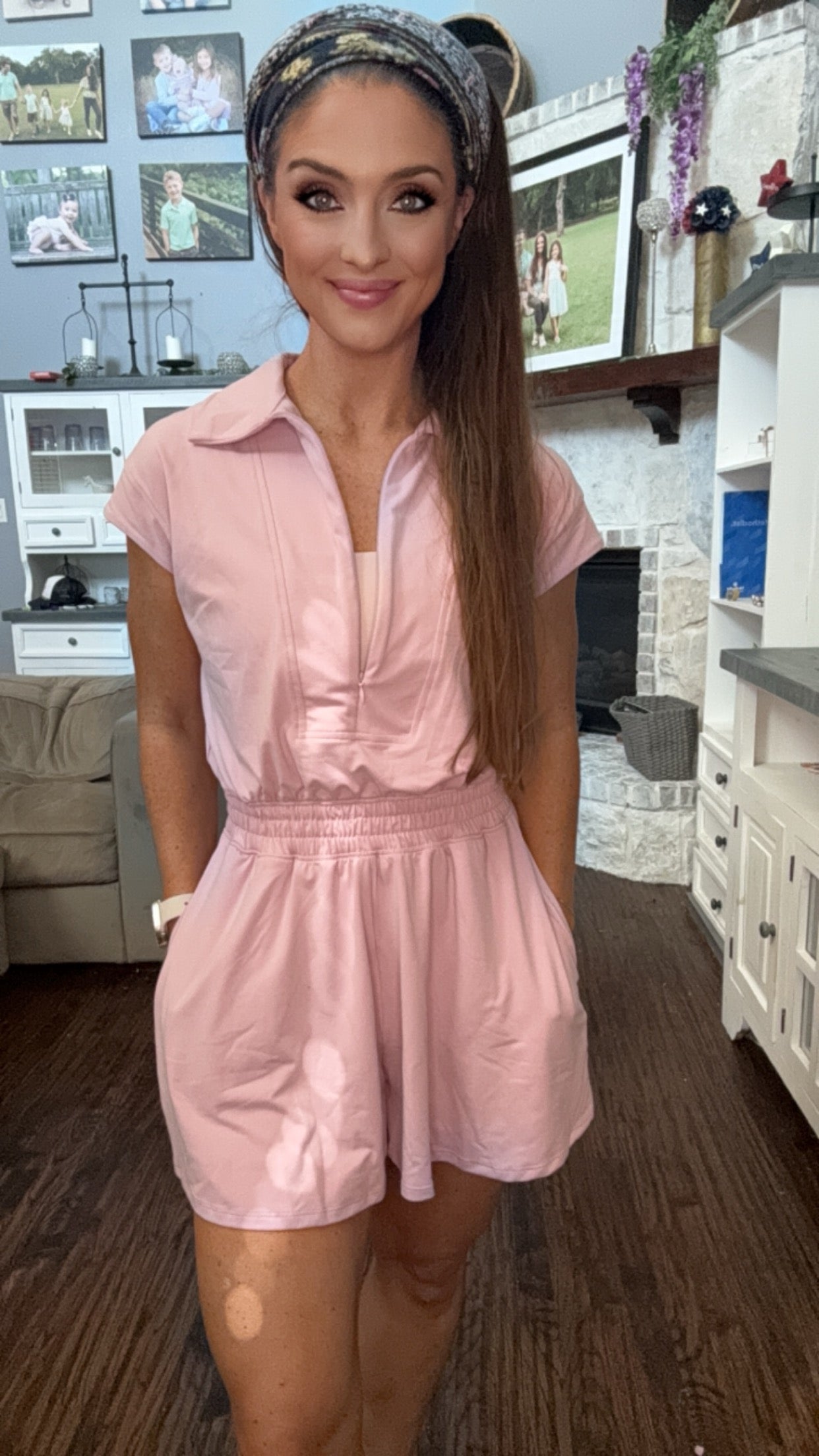 BUTTERY SOFT RECYCLED MICROFIBER SHORT SLEEVE QUARTER ZIP ROMPER