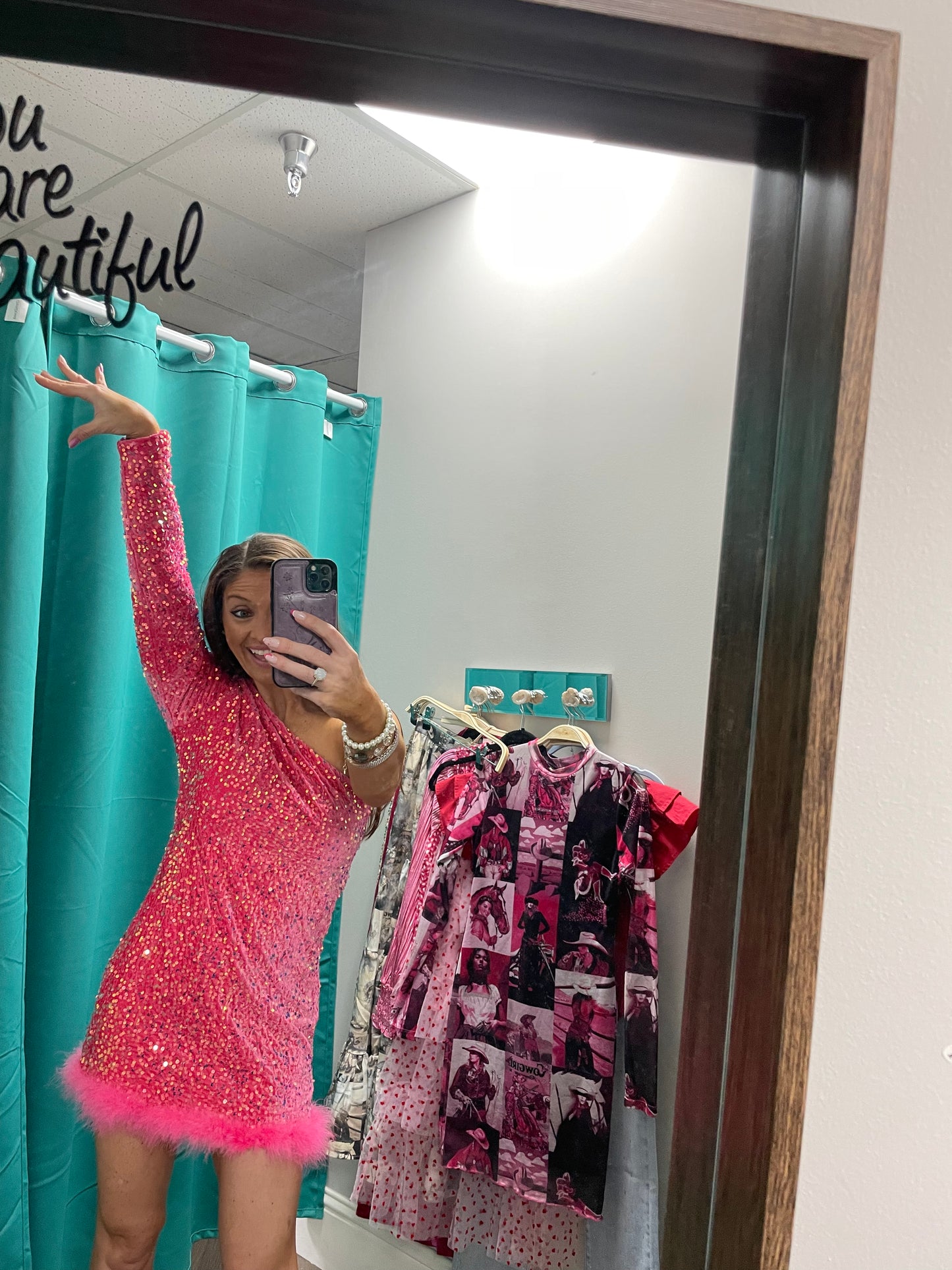 Off Shoulder Sequin Party Dress with Feathers
