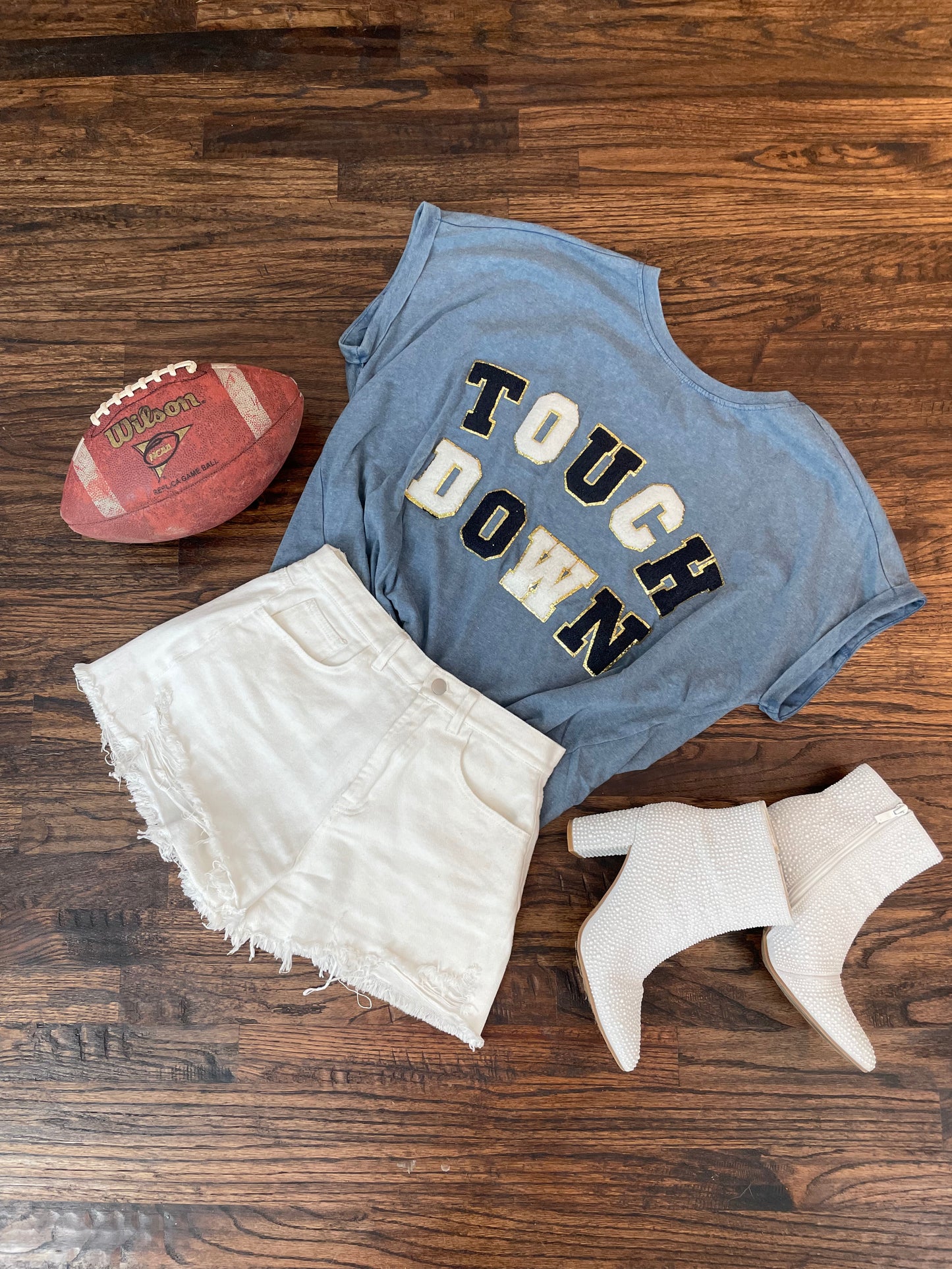 TOUCHDOWN LETTER LOOSE FIT VINTAGE WASHED TOP