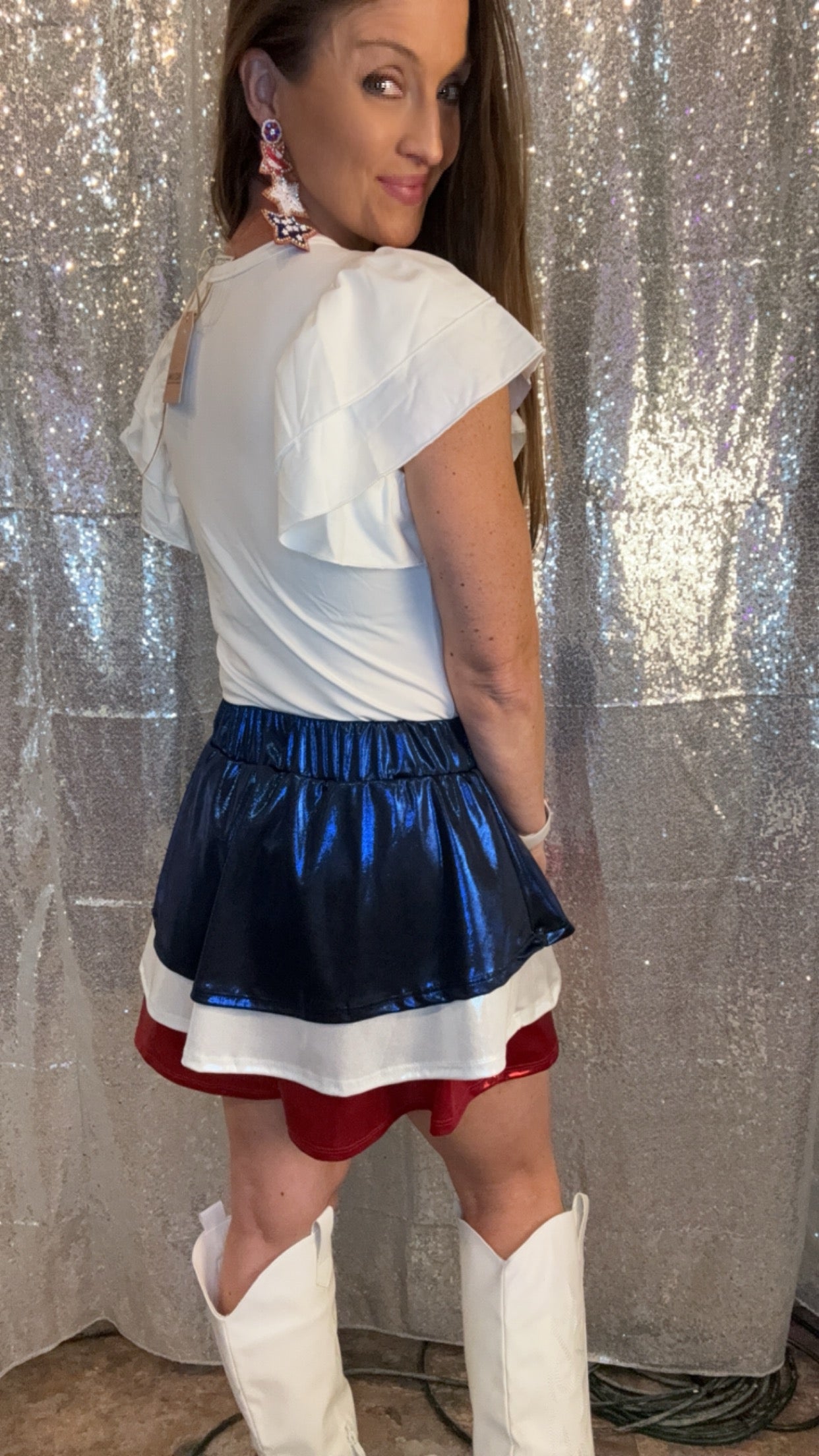 Metallic Red, White & Blue Skorts