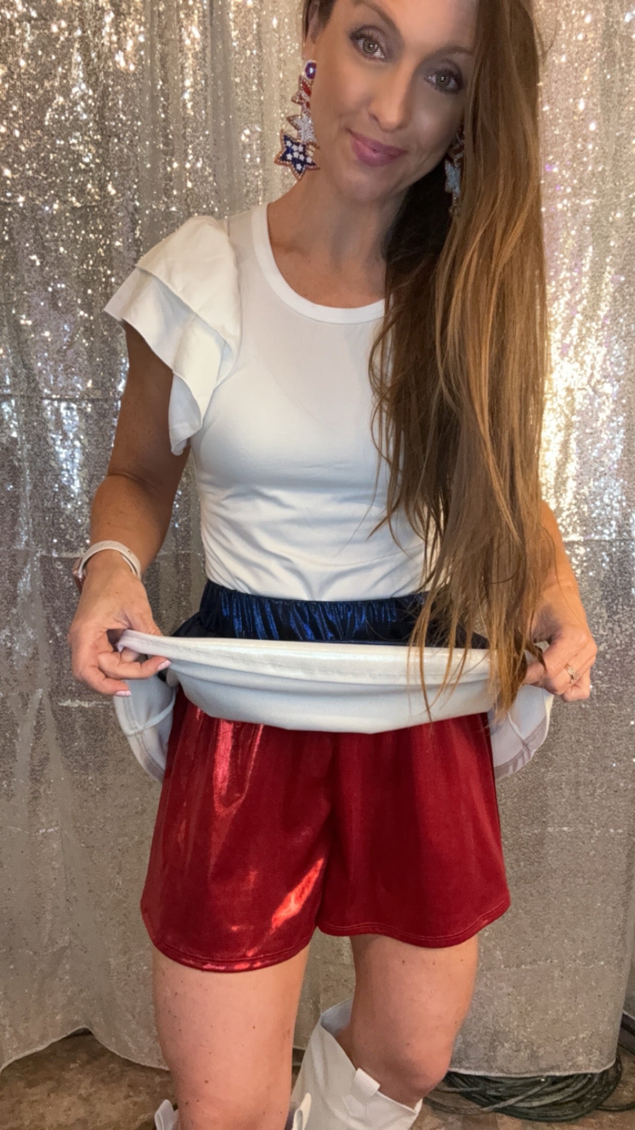 Metallic Red, White & Blue Skorts