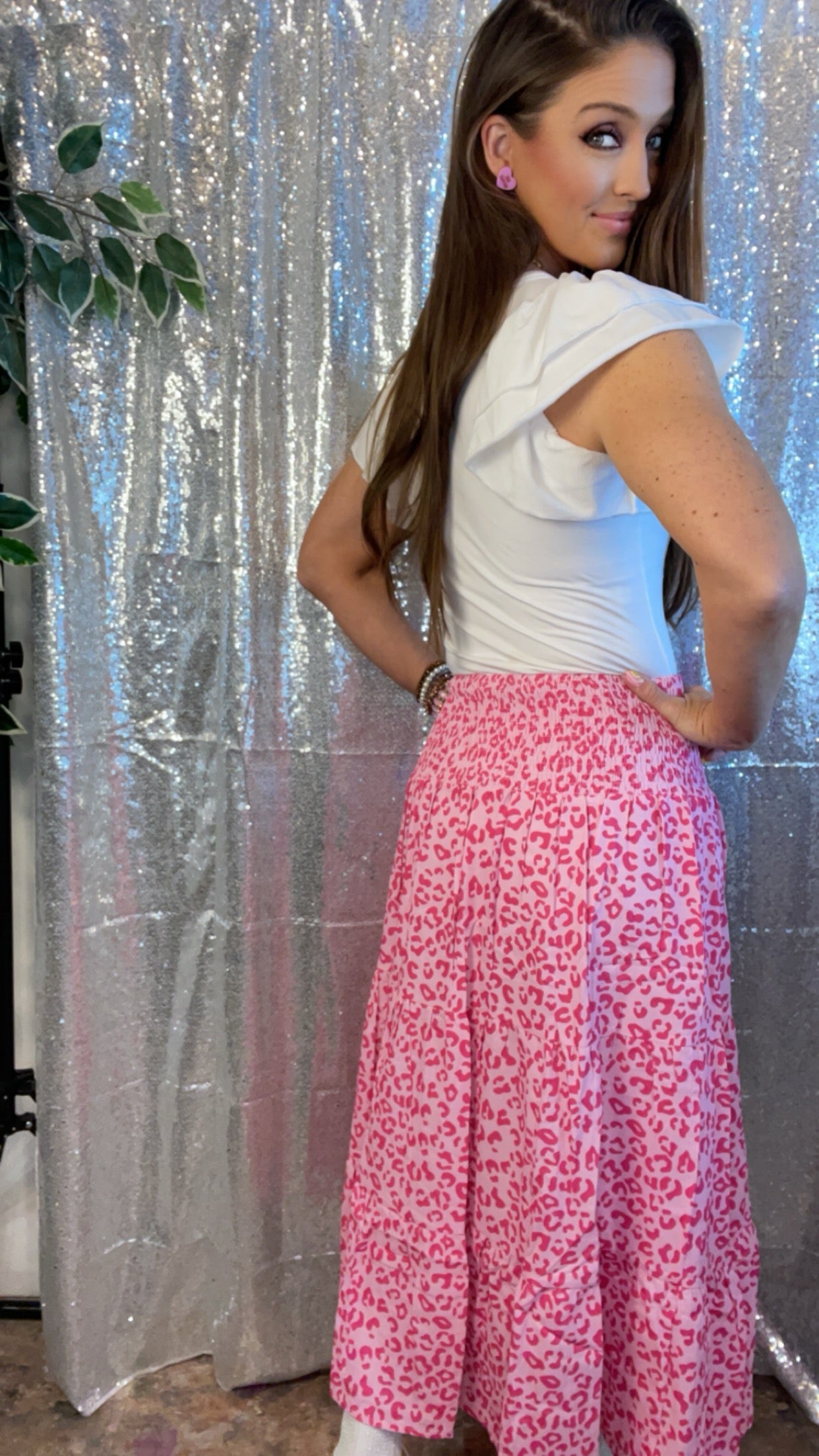 Hot Pink Leopard Maxi Skirt