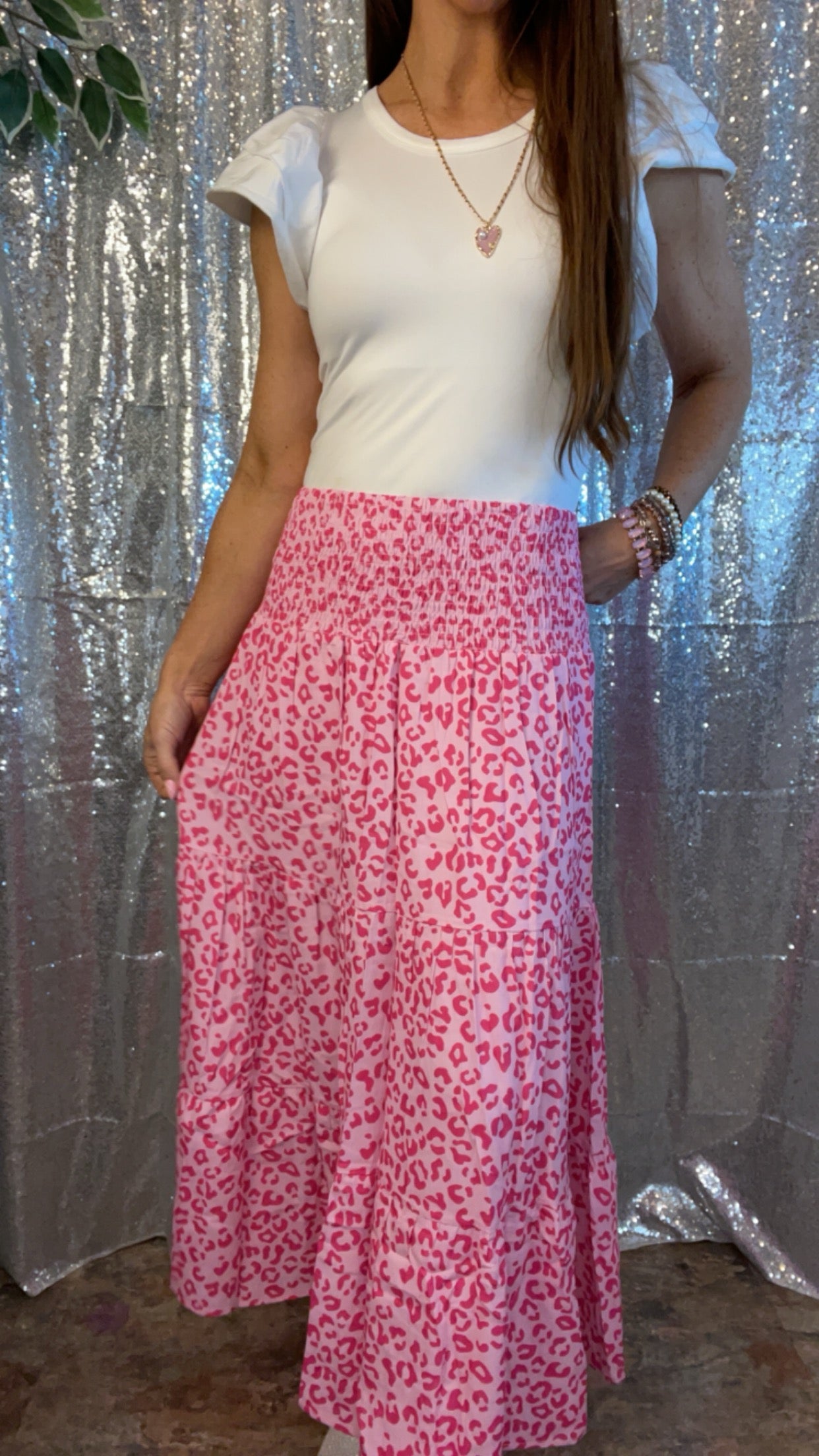 Hot Pink Leopard Maxi Skirt