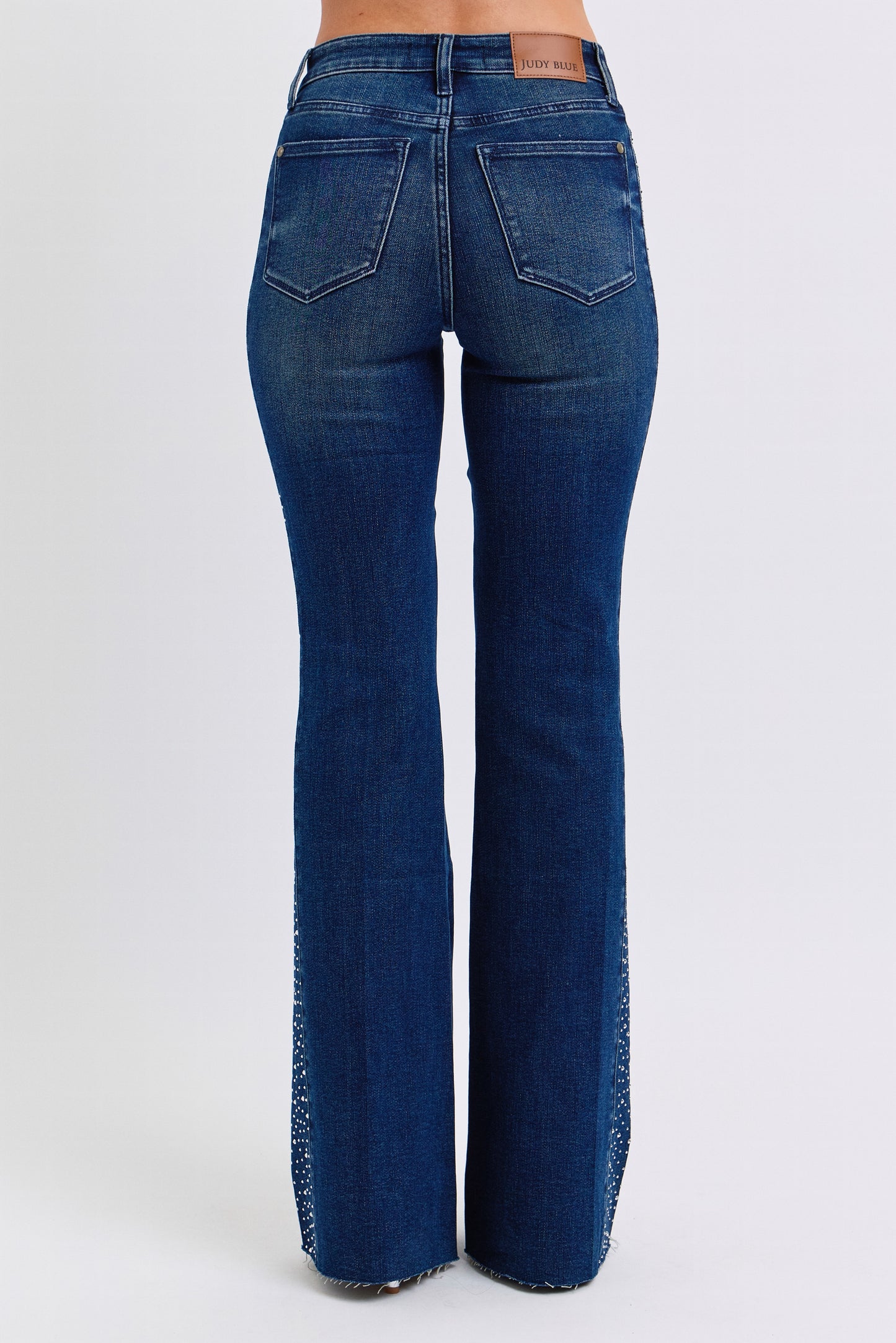 Judy Blue Dark Wash Rhinestone Flares