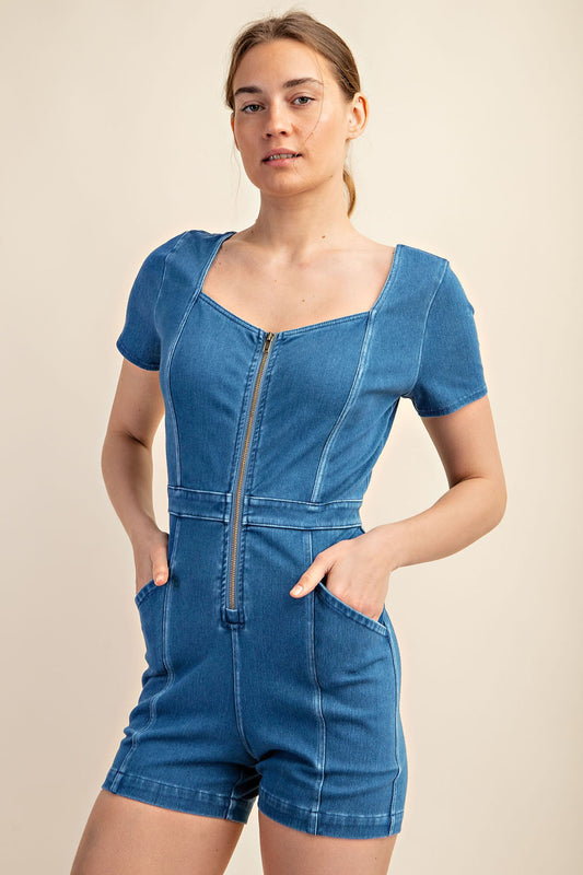 Ultra Stretch Denim Romper