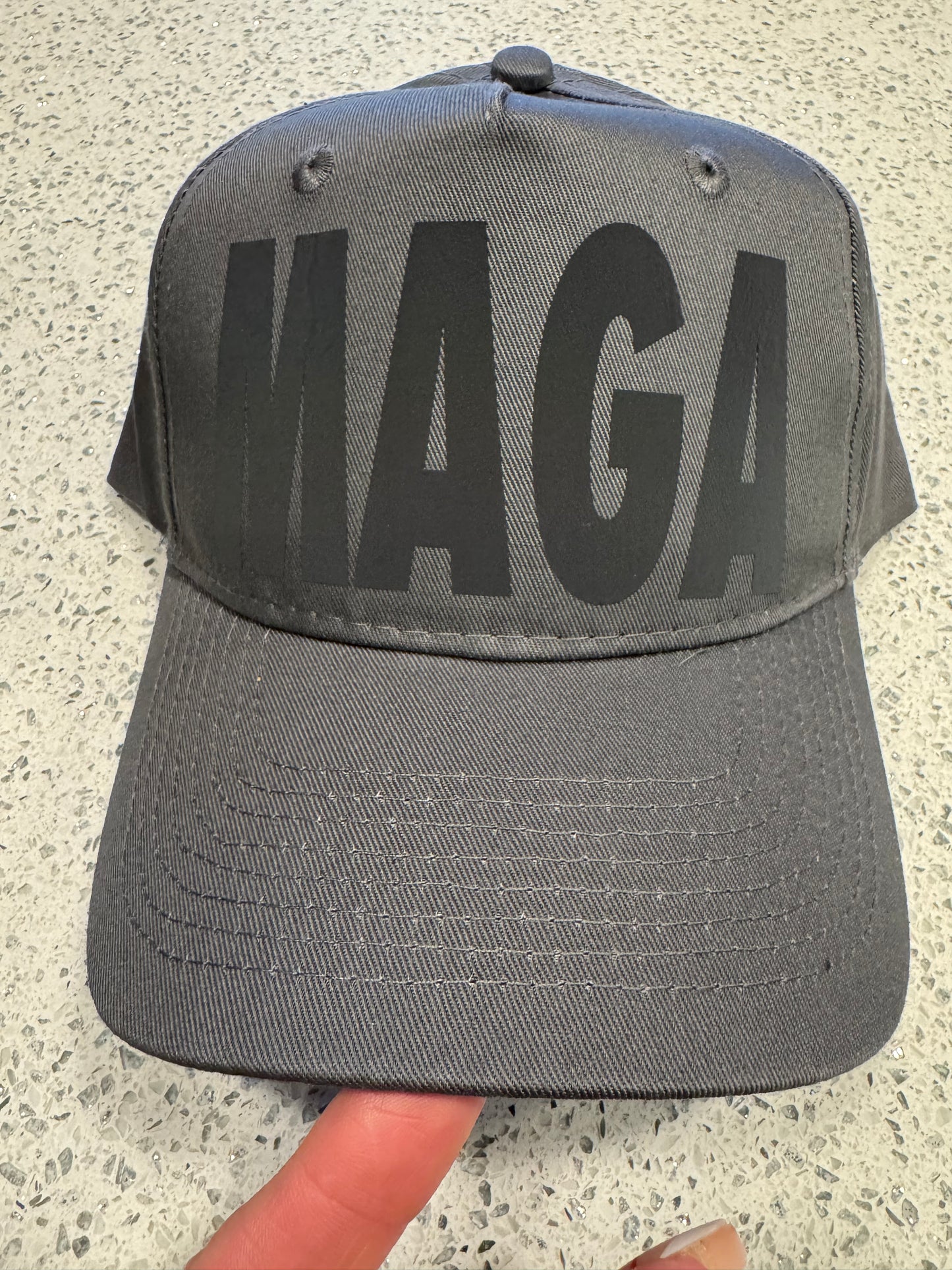 Dark MAGA Reflective Athletic Caps or Foam Trucker Hats in Reflective Ombré or Whote Gold