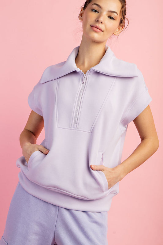 Buttery Soft Quarter Zip Short Sleeve Top