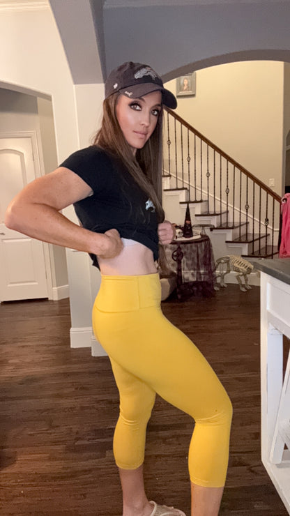 Buttery Soft Mustard Yoga Capris