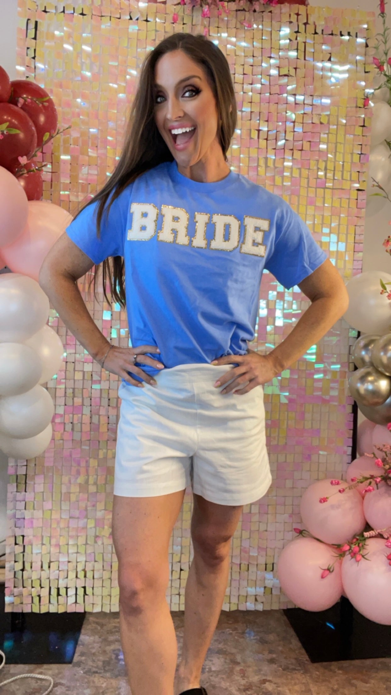 Bride Gold Glitter Towel Lettering Top
