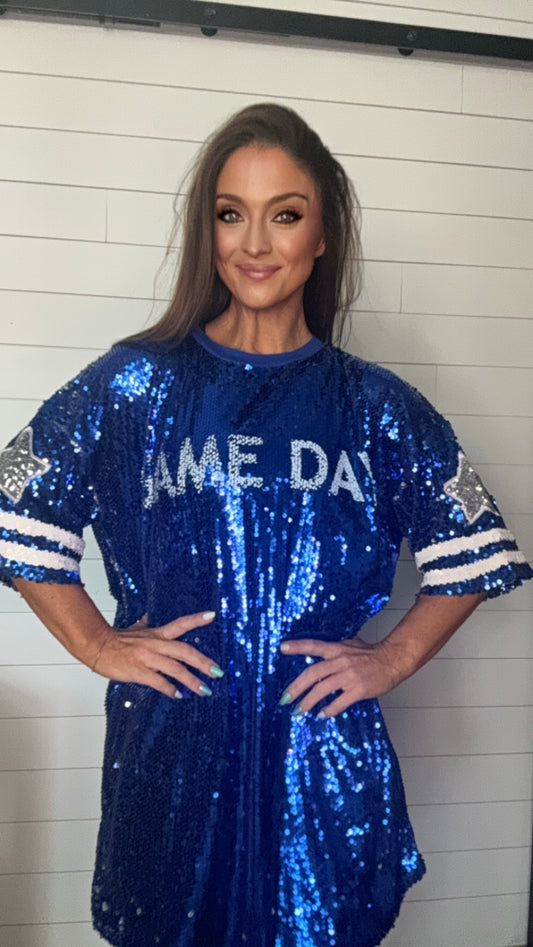 Game Day Sequin Shirt Dress