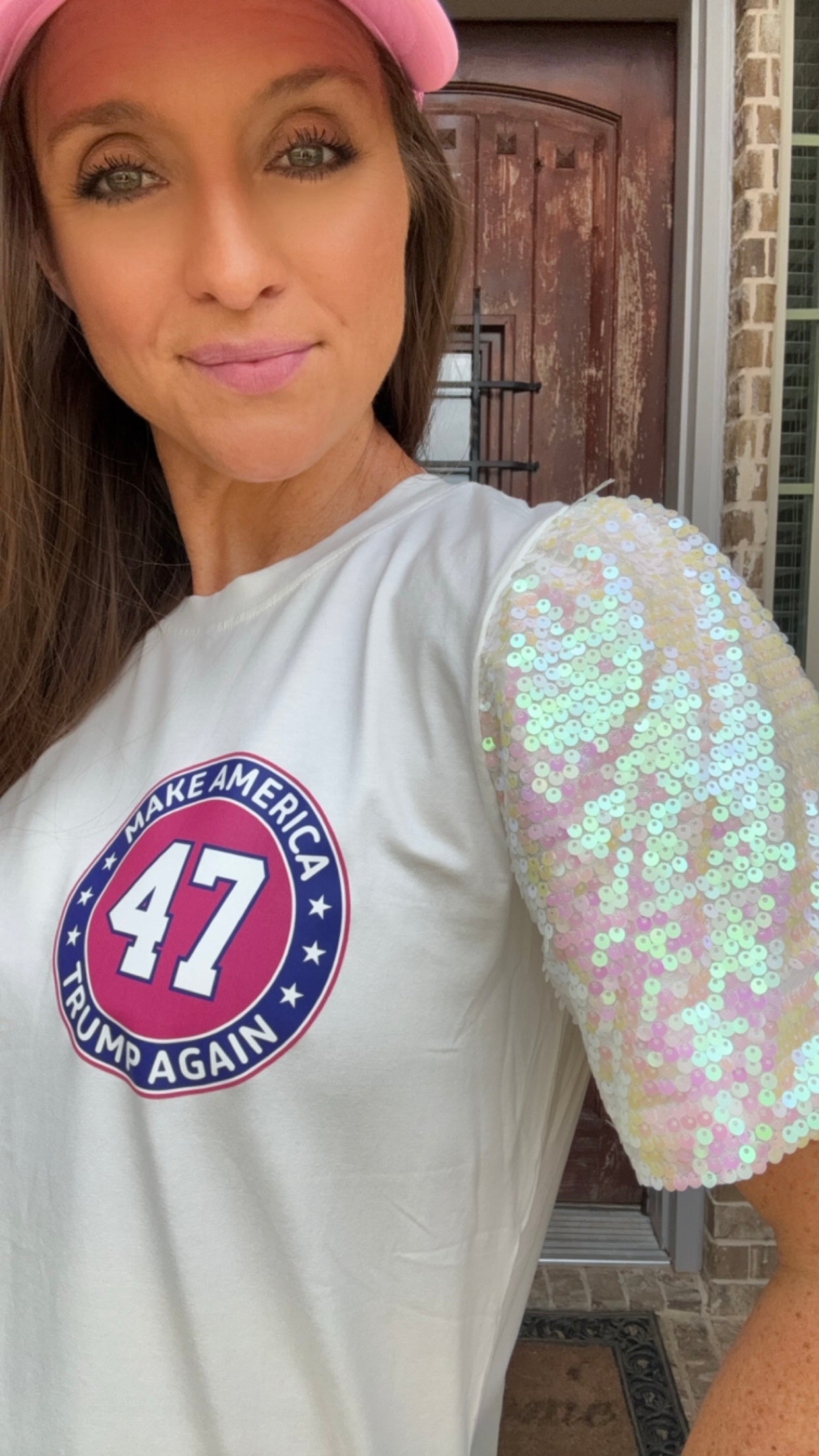 Trump 47 Sequin Sleeve Top