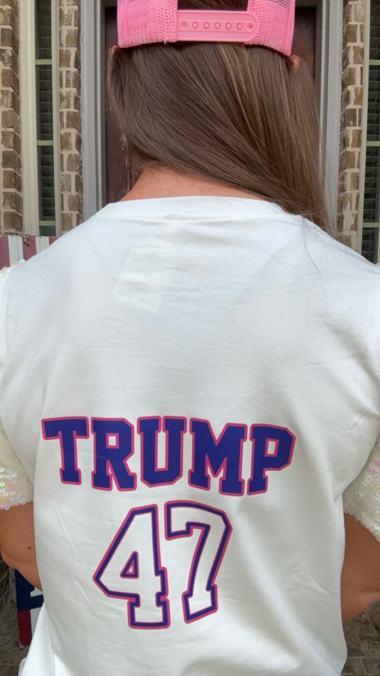 Trump 47 Sequin Sleeve Top