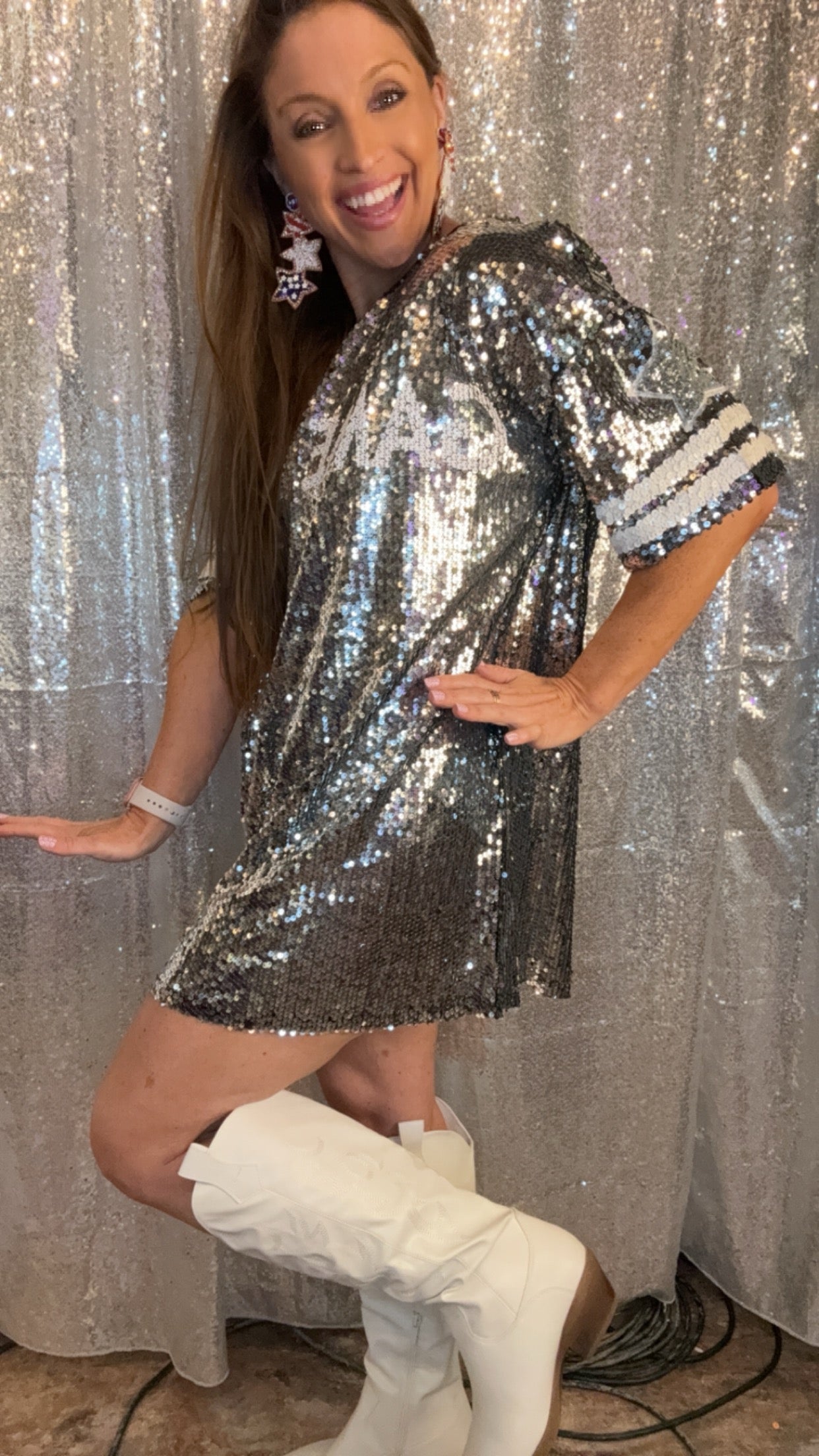 Game Day Sequin Shirt Dress