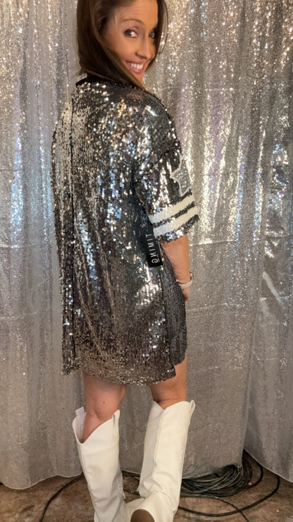 Game Day Sequin Shirt Dress