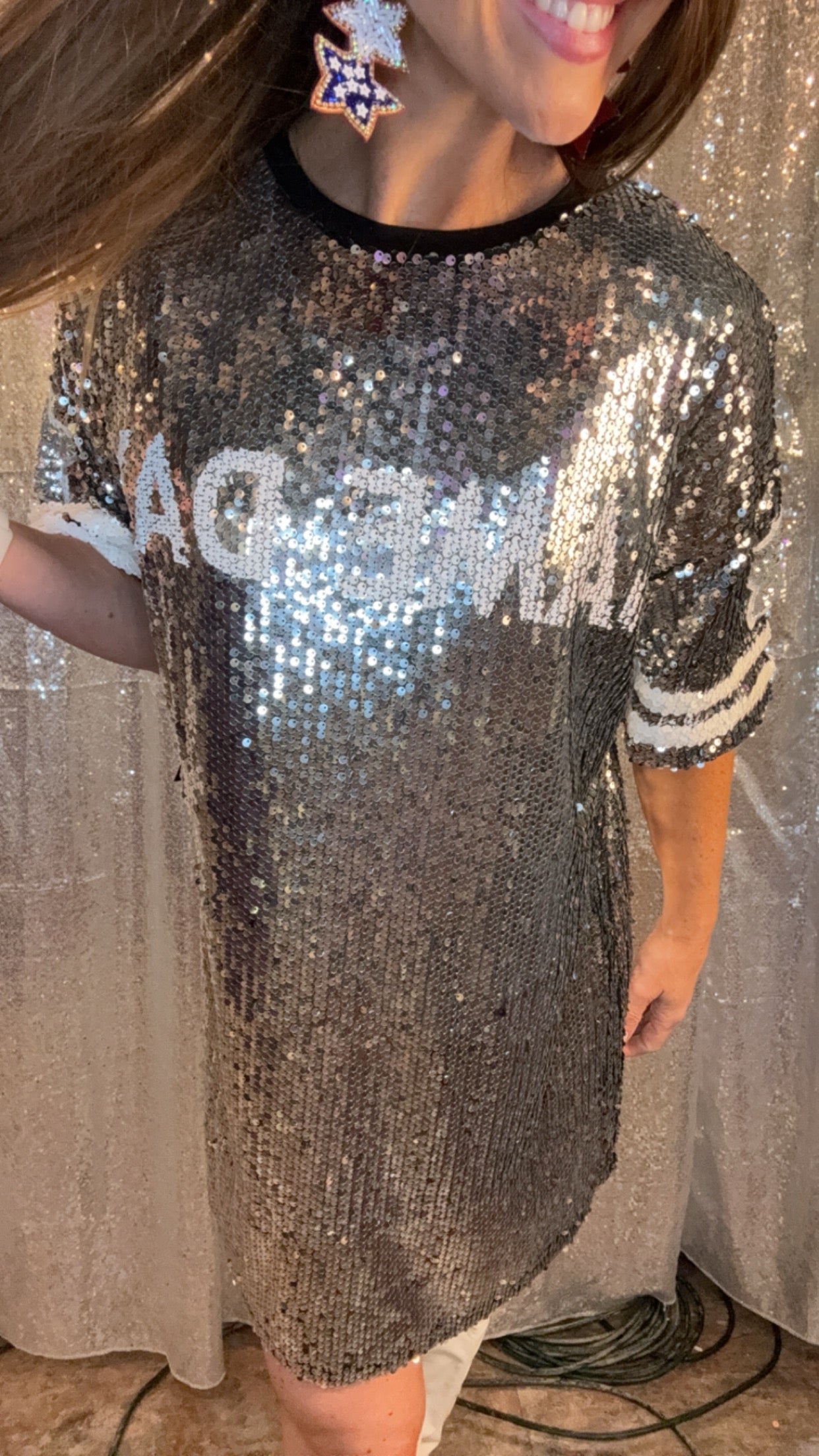 Game Day Sequin Shirt Dress