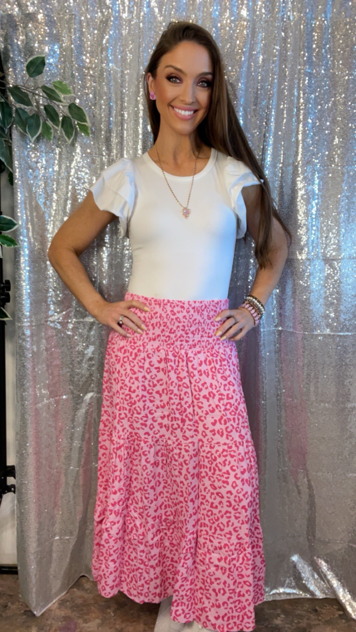 Hot Pink Leopard Maxi Skirt