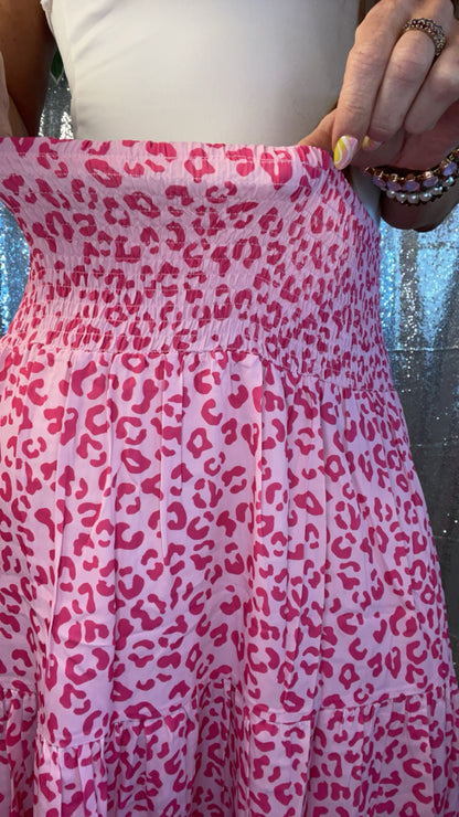 Hot Pink Leopard Maxi Skirt