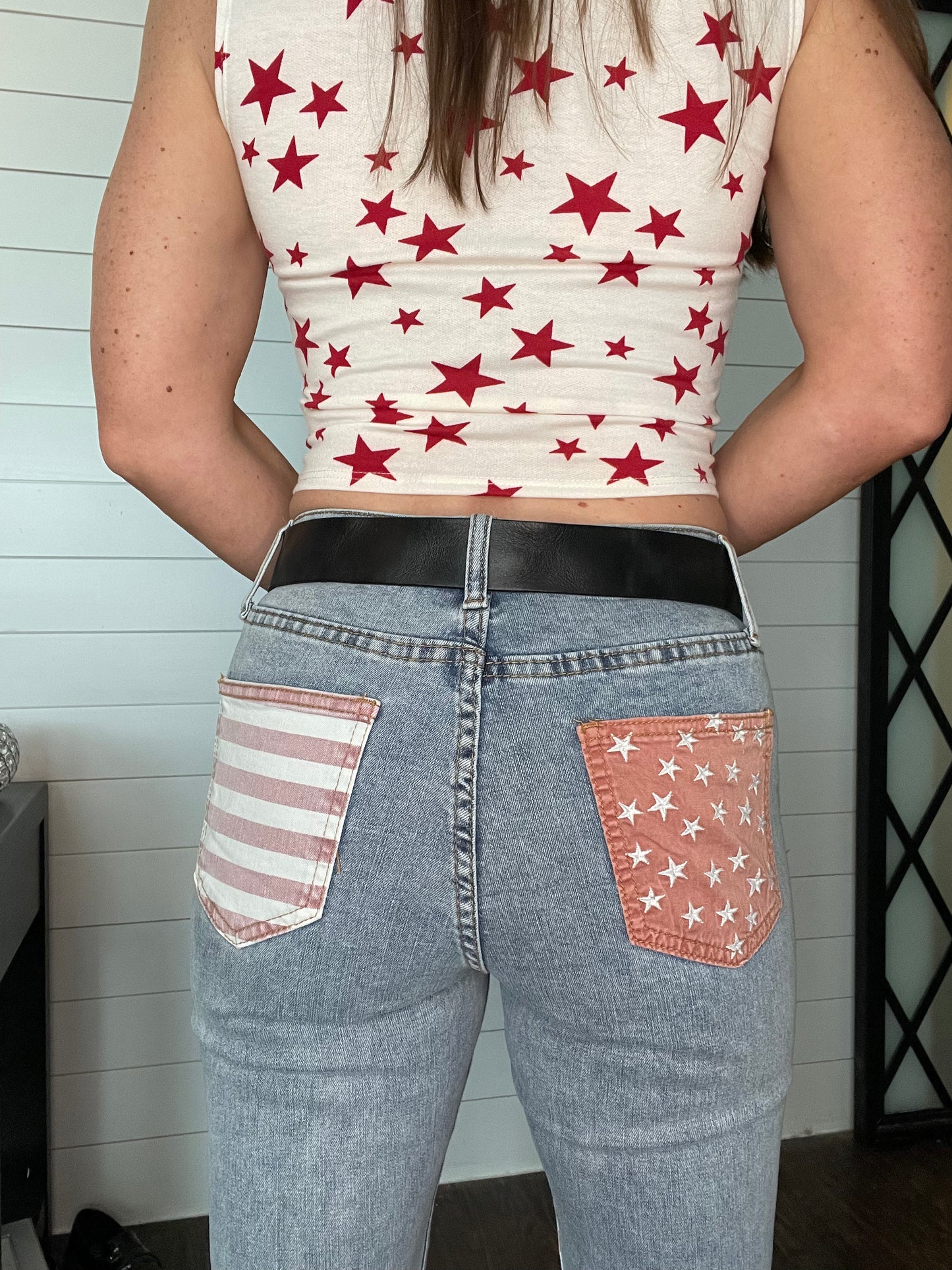STAR SPANGLED BANNER STARS AND STRIPES FLARE JEANS