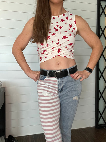 STAR SPANGLED BANNER STARS AND STRIPES FLARE JEANS