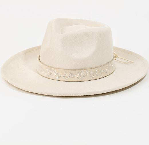 Suede Fedora Hat With Leather Belt